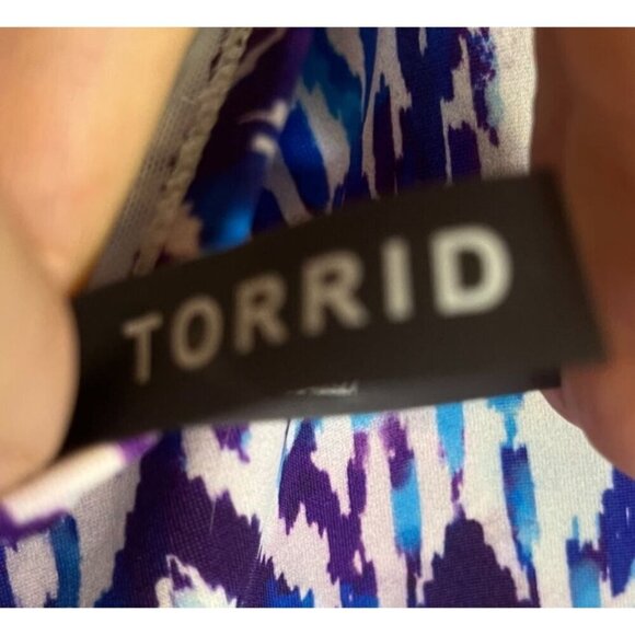 Torrid Tie Dye Swim 1X Blue One Piece Chevron Peplum Tropical Aztec Boho Western - Picture 3 of 16